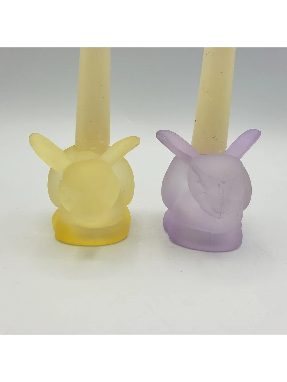 Celebration Taper Candle Holders In Box Frosted Glass Bunny Rabbits Easter